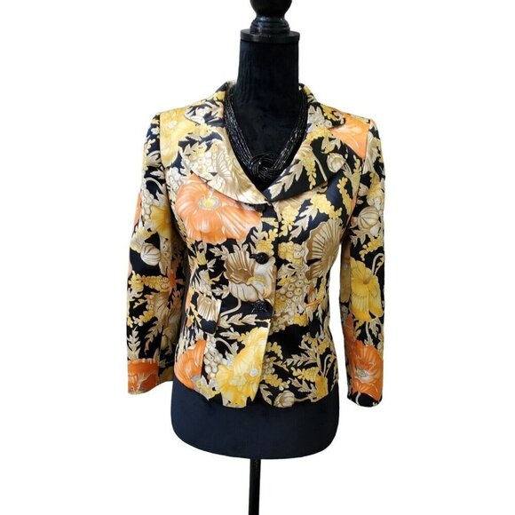 Jones Wear Floral Long‎ Sleeve Single Breasted Blazer Suit Women's Sz 8 - Picture 1 of 16